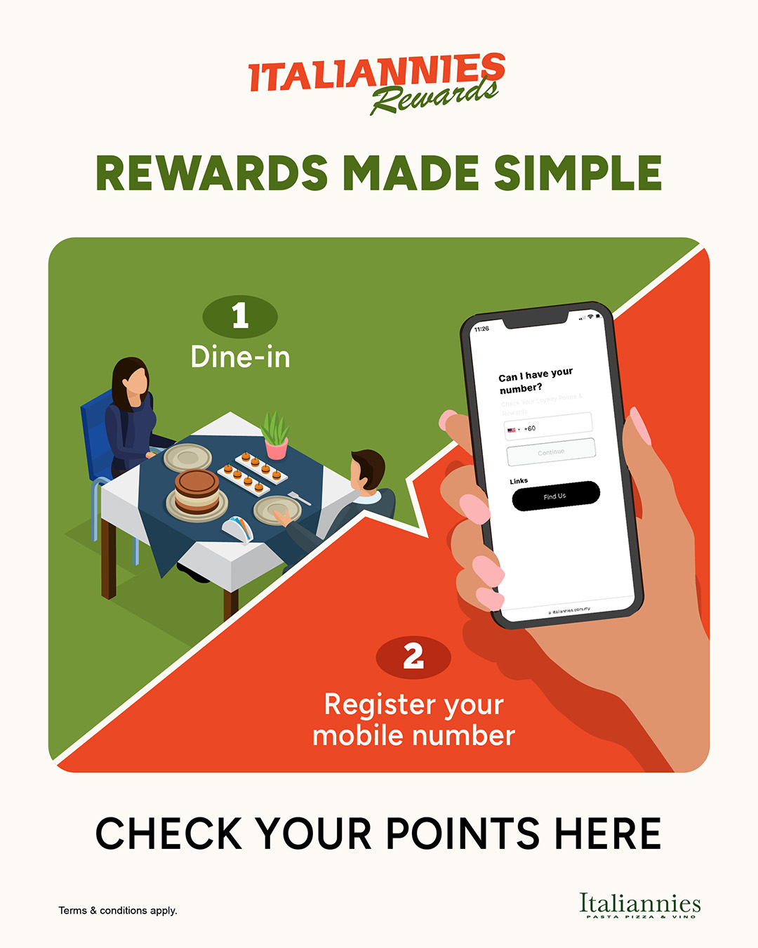 Join Italiannies Rewards and start earning rewards today! Join Italiannies Rewards and start earning rewards today!